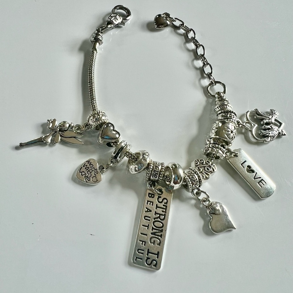 Silver Charm Bracelet with Inspirational Charms